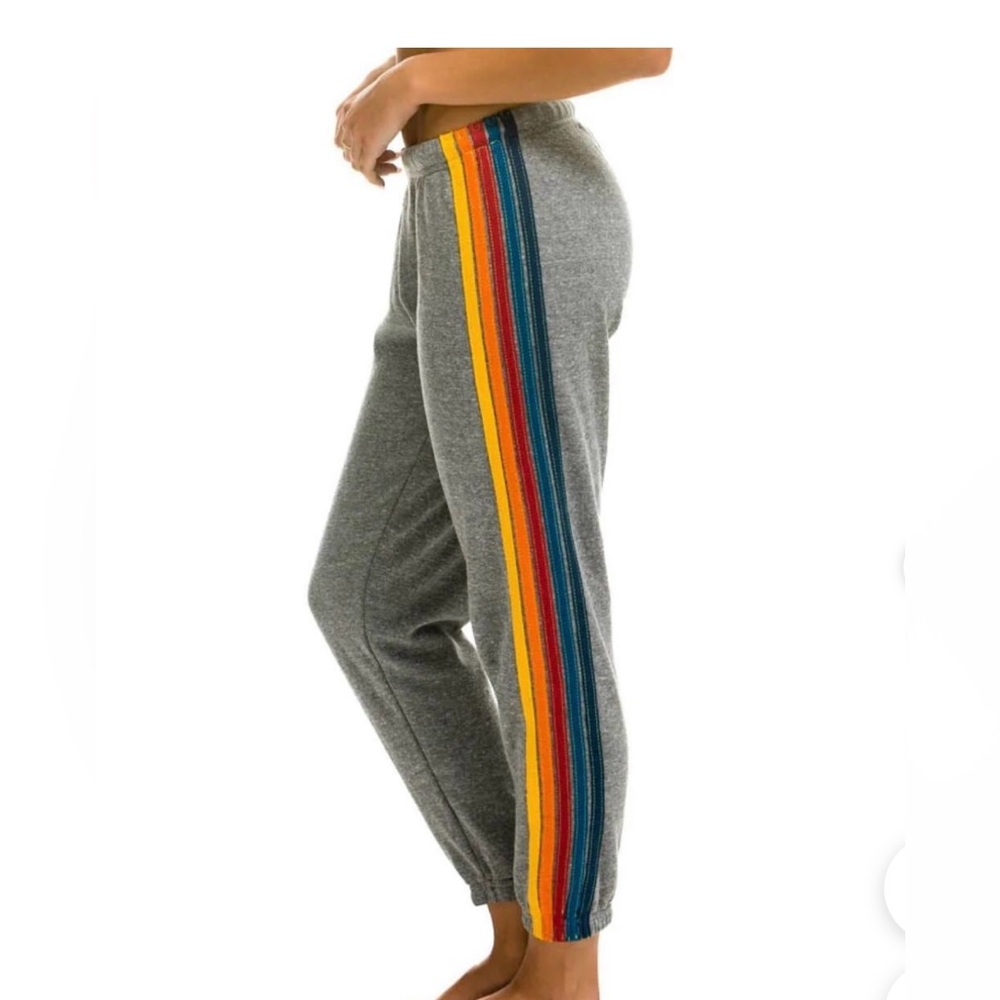 Aviator Nation KID'S 5 STRIPE SWEATPANTS - HEATHER GREY